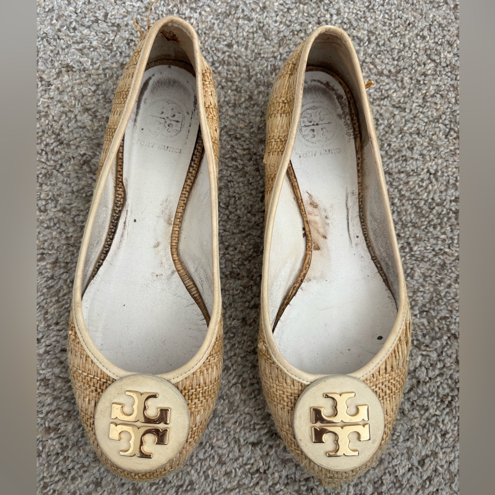 Tory Burch Reva Raffia Ballet Flats | Designer Summer Slip-On Shoes